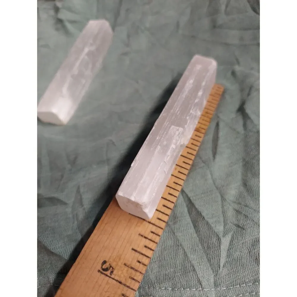 Selenite Crystal Wands Sticks Lot of 3 Raw Natural 4 Inch Cleansing Reiki